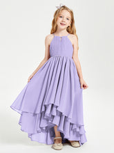 Abiti Damigella Junior In Chiffon Gonna Asimmetrica A Cascata Lilla
