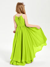 Abiti Damigella Junior In Chiffon Gonna Asimmetrica A Cascata Verde Lime