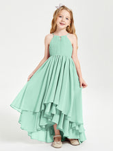 Abiti Damigella Junior In Chiffon Gonna Asimmetrica A Cascata Verde Menta