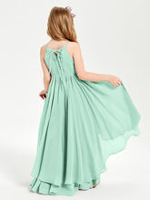 Abiti Damigella Junior In Chiffon Gonna Asimmetrica A Cascata Verde Menta