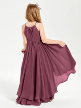 Abiti Damigella Junior In Chiffon Gonna Asimmetrica A Cascata Gelso