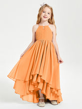 Abiti Damigella Junior In Chiffon Gonna Asimmetrica A Cascata Arancio
