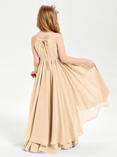 Abiti Damigella Junior In Chiffon Gonna Asimmetrica A Cascata Pesca