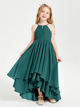 Abiti Damigella Junior In Chiffon Gonna Asimmetrica A Cascata Pavone