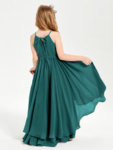 Abiti Damigella Junior In Chiffon Gonna Asimmetrica A Cascata Pavone
