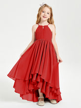 Abiti Damigella Junior In Chiffon Gonna Asimmetrica A Cascata Rosso