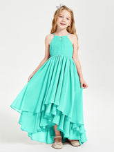 Abiti Damigella Junior In Chiffon Gonna Asimmetrica A Cascata Azzurro Spa