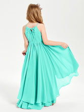 Abiti Damigella Junior In Chiffon Gonna Asimmetrica A Cascata Azzurro Spa