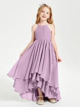 Abiti Damigella Junior In Chiffon Gonna Asimmetrica A Cascata Glicine