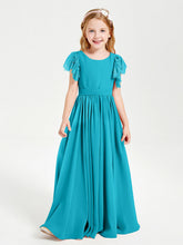 Abiti Damigella Junior In Chiffon Pizzo Maniche A Farfalla Scollo Rotondo Giada