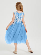 Abiti Damigella Junior In Tulle Lunghezza Al Polpaccio Blu