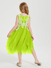 Abiti Damigella Junior In Tulle Lunghezza Al Polpaccio Verde Lime