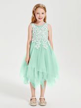 Abiti Damigella Junior In Tulle Lunghezza Al Polpaccio Verde Menta