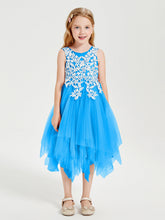 Abiti Damigella Junior In Tulle Lunghezza Al Polpaccio Blu Oceano