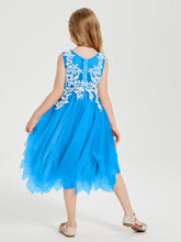 Abiti Damigella Junior In Tulle Lunghezza Al Polpaccio Blu Oceano