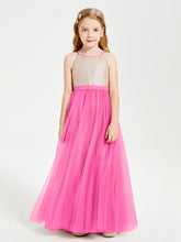 Abito Damigella Junior Lungo Top Con Paillettes Gonna In Tulle Azalea