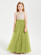 Abito Damigella Junior Lungo Top Con Paillettes Gonna In Tulle Trifoglio