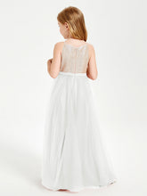Abito Damigella Junior Lungo Top Con Paillettes Gonna In Tulle Avorio