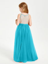 Abito Damigella Junior Lungo Top Con Paillettes Gonna In Tulle Giada