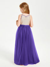 Abito Damigella Junior Lungo Top Con Paillettes Gonna In Tulle Regency