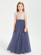 Abito Damigella Junior Lungo Top Con Paillettes Gonna In Tulle Tempesta