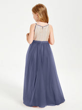 Abito Damigella Junior Lungo Top Con Paillettes Gonna In Tulle Tempesta