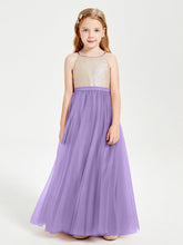Abito Damigella Junior Lungo Top Con Paillettes Gonna In Tulle Tahiti