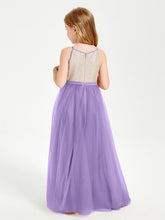 Abito Damigella Junior Lungo Top Con Paillettes Gonna In Tulle Tahiti
