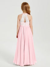 Abiti Da Damigella Lunghi In Chiffon Top In Pizzo Rosa Cipria