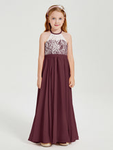 Abiti Da Damigella Lunghi In Chiffon Top In Pizzo Cabernet