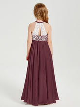 Abiti Da Damigella Lunghi In Chiffon Top In Pizzo Cabernet