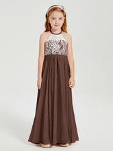 Abiti Da Damigella Lunghi In Chiffon Top In Pizzo Cioccolato
