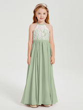 Abiti Da Damigella Lunghi In Chiffon Top In Pizzo Salvia Polvere