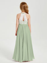 Abiti Da Damigella Lunghi In Chiffon Top In Pizzo Salvia Polvere
