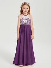 Abiti Da Damigella Lunghi In Chiffon Top In Pizzo Viola