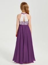 Abiti Da Damigella Lunghi In Chiffon Top In Pizzo Viola