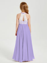 Abiti Da Damigella Lunghi In Chiffon Top In Pizzo Lilla