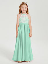 Abiti Da Damigella Lunghi In Chiffon Top In Pizzo Verde Menta
