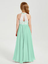 Abiti Da Damigella Lunghi In Chiffon Top In Pizzo Verde Menta