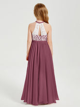 Abiti Da Damigella Lunghi In Chiffon Top In Pizzo Gelso