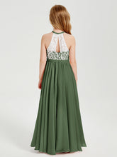 Abiti Da Damigella Lunghi In Chiffon Top In Pizzo Verde Oliva
