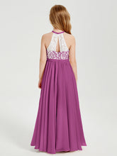 Abiti Da Damigella Lunghi In Chiffon Top In Pizzo Orchidea