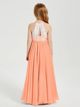 Abiti Da Damigella Lunghi In Chiffon Top In Pizzo Papaia