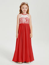 Abiti Da Damigella Lunghi In Chiffon Top In Pizzo Rosso