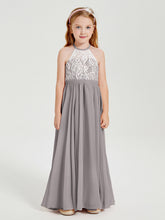 Abiti Da Damigella Lunghi In Chiffon Top In Pizzo Argento