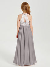 Abiti Da Damigella Lunghi In Chiffon Top In Pizzo Argento
