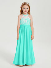 Abiti Da Damigella Lunghi In Chiffon Top In Pizzo Azzurro Spa