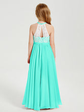 Abiti Da Damigella Lunghi In Chiffon Top In Pizzo Azzurro Spa