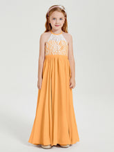 Abiti Da Damigella Lunghi In Chiffon Top In Pizzo Mandarino