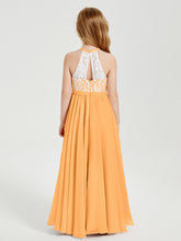 Abiti Da Damigella Lunghi In Chiffon Top In Pizzo Mandarino